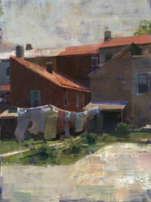 Jon Redmond, Pink Pants, oil on board, 26 x 20 inches