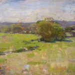 Jon Redmond, The Beginning of Green, 2013, oil on board, 18 x 17 inches