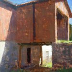 Jon Redmond - The Red Barn, 2013, oil on board, 18 x 17 inches