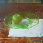 Jon Redmond, Two Greens, 2013, oil on board, 10 x 10 inches