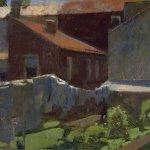 Jon Redmond, West Chester Laundry Line, oil on board, 10 x 10 inches