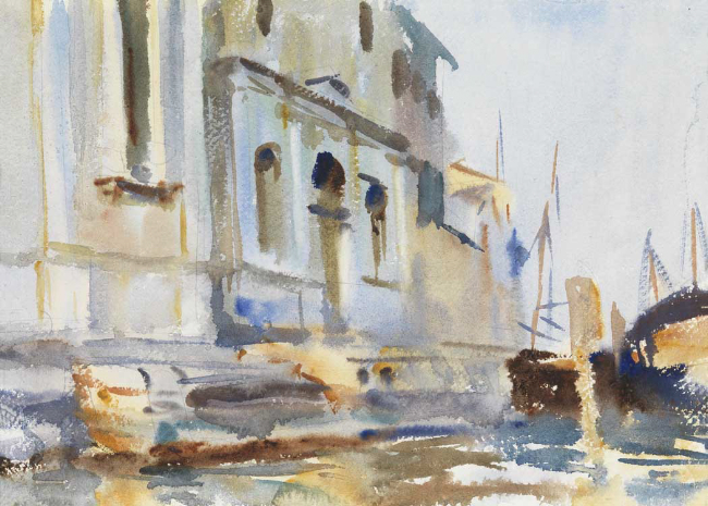 John Singer Sargent, Zattere, Spirito Santo and Scuola, c. 1902 Watercolor 9 ½ x 13 ¼ inches