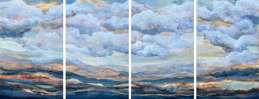 Caroline Adams, Expanse Series, 2026, Egg tempera on panel, 48 x 120 inches
