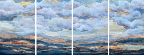 Caroline Adams, Expanse Series, 2026, Egg tempera on panel, 48 x 120 inches