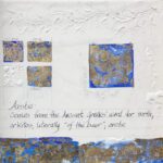 Kay Jackson, Darwin Panel: Arctic, Of the Bear, 2014, Gold leaf, watercolor and ink on gessoed panel, 6 x 6 inches