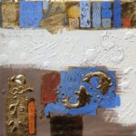 Kay Jackson, Darwin Panel: Go Fish, 2016, Gold leaf, bole, graphite and tempera on gessoed panel, 6 x 6 inches