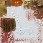 Kay Jackson, Darwin Panel: Lion, 2015, Gold leaf, tempera, bole, watercolor and graphite on gessoed panel, 6 x 6 inches