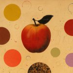 Dan Rizzie, Apple, 2013, collage on panel, 15 x 15 inches