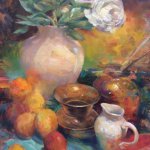 Jeff Moulton, Still Life with Cuspidor, mixed media on Bristol, 30 x 22 inches