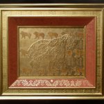 Kay Jackson, Endangered Species, Grizzly Bear, 1998, gold leaf and tempera on gessoed wood, 15 x 17 inches framed