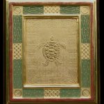 Kay Jackson, Endangered Species, Sea Turtle, 1998, gold leaf and tempera on gessoed wood, 15 x 13 inches framed