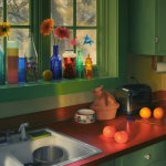 Scott Prior, Kitchen, Winter Sunrise, 2010, oil on panel, 22 x 26 inches