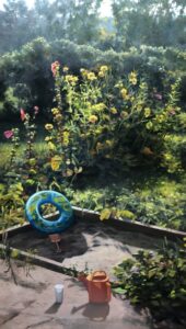 Scott Prior, Sandbox, 2021, Oil on panel, 18 x 12 inches