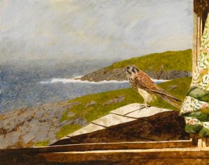 Jamie Wyeth, Kestrel, 1985, combined mediums on paper, 18 1/2 x 23 3/4 inches
