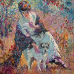 Charles Arcieri (1885 - 1945), Girl with Her Dog, oil on canvasboard, 14 3/4 x 16 inches