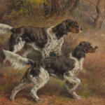 Edmund Henry Osthaus (1858 - 1928), English Setters, watercolor, 24 x 32 inches