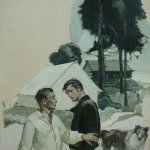 Frank Schoonover, Hide-rack Hasn't Been Trained to Fear, 1934, oil on cotton canvas, 24 x 40 inches