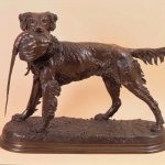 Jules Moigniez (1835 - 1894), Setter and Pheasant, late 19th/early 20th cen., bronze, 17 x 9 x 24 inches