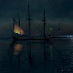 Timothy Barr, Kalmar Nyckel Nocturne, 2014, oil on panel, 24 x 24 inches