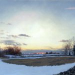 Timothy Barr, Windham Sunrise, 2014, oil on panel, 12 x 24 inches