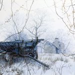 Timothy Barr, Wood's Edge, 2014, oil on panel, 25 x 48 inches