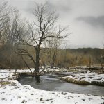 Peter Sculthorpe, Last Snow on Buck Run, 2014, oil, 16 x 24 inches
