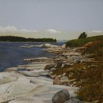 Peter Sculthorpe, Near Jonesport, Beal Island, Maine, 2014, oil, 8 x 8 inches