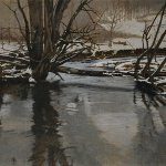 Peter Sculthorpe, Winter in Frog Hollow Study, 2014, oil, 10 x 20 inches