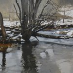 Peter Sculthorpe, Winter in Frog Hollow, 2014, oil, 22 x 40 inches