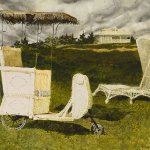 Jamie Wyeth, A Couple of Chairs Sitting Around The Coast of Maine, 1982, acrylic and watercolor laid down on foamcore, 23 x 29 inches
