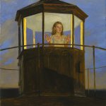 Jamie Wyeth, Sunset, Southern Island, 1995, oil on panel, 29 3/4 x 36 inches