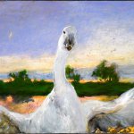 Jamie Wyeth, The Angered Swan, 2014, enamel and oil on canvas, 30 x 24 inches