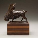 Julia Levitina, Bull with Wings, Bronze, 9 x 4 ½ x 4 ½ inches, Edition of 8