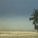 Francis Di Fronzo, The Gate (Part 2), 2015, oil over watercolor and gouache on panel, 24 x 49 inches