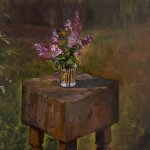 Michael Doyle, Lilacs, 2014, oil on linen, 30 x 36 inches