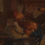 Michael Doyle, Roosty in Studio, 2014, oil on board, 8 x 11 inches