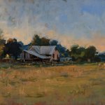 Michael Doyle, Summer Evening, 2014, oil on masonite, 13 1/2 x 23 3/4 inches