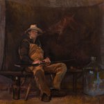 Michael Doyle, The American, 2013, oil on linen, 34 1/4 x 34 inches