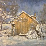 Michael Doyle, Winter Studio, 2014, oil on board, 8 3/4 x 8 1/4 inches