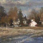 Michael Doyle, Winter Winds, 2015, oil on masonite, 5 3/4 x 15 inches