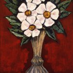 Marsden Hartley (1877 - 1943), Flowers in Vase (Wild Roses), c. 1936-37, oil on board, 27 x 14 1/4 inches