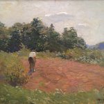 SOLD - N.C. Wyeth (1882-1945), Stimson in the Garden, c. 1910, oil on canvas, 16 x 20 inches