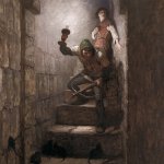 N.C. Wyeth (1882 - 1945), We Must Be in the Dungeons, 1916, oil on canvas, 39 1/4 x 31 1/4 inches