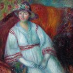William Glackens (1870 - 1938), Woman with Poodle, oil on canvas, 25 x 30 inches