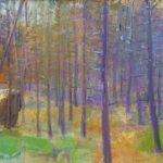 Wolf Kahn, Spiky Pines, Maine, 1993, oil on canvas, 24 x 28 inches