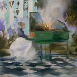 Sarah McRae Morton, Combustion, 2018, Oil on board, 10 x 10 inches - SOLD