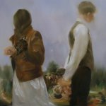 Sarah McRae Morton, Graphite Treaty, 2018, Oil on linen, 24 x 24 inches - SOLD