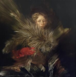 Sarah McRae Morton, Hand Written (SOLD), oil on linen, 33 x 33 inches