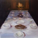 Sarah McRae Morton, Harbor, 2018, Oil on mounted linen, 10 x 10 inches - SOLD