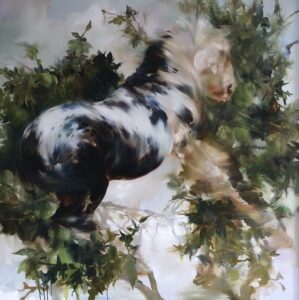 Sarah McRae Morton, Lightning, Pippins, Oil on linen, 36 x 36 inches